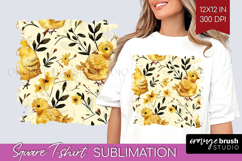 Floral Animals Square Tshirt Background - Farm Animals PNG Product Image 1