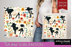Floral Animals Tote Bag - Farm Animals Tote Bag PNG Product Image 1