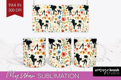Floral Animals Mug Wrap - Farm Animals Mug PNG Sublimation Product Image 1