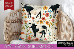 Floral Animals Pillow Sublimation - Farm Animals Pillow PNG Product Image 1