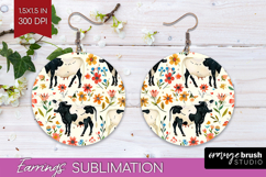 Floral Animals Round Earrings - Farm Animals PNG Sublimation Product Image 1