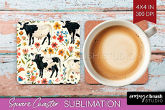 Floral Animals Square Coaster - Farm Animals Coaster PNG Product Image 1