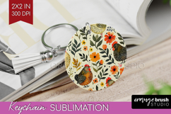 Floral Animals Keychain PNG - Farm Animals Keychain Product Image 1