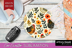 Floral Animals Car Coaster - Farm Animals Coaster PNG Product Image 1