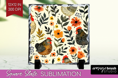 Floral Animals Slate PNG - Farm Animals Square Slate Product Image 1