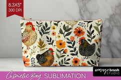 Floral Animals Cosmetic Bag - Farm Animals Makeup Bag PNG Product Image 1