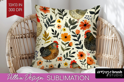 Floral Animals Pillow Sublimation - Farm Animals Pillow PNG Product Image 1