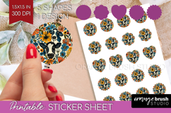 Floral Animals Round Sticker - Farm Animals Printable Sheet Product Image 1