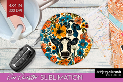 Floral Animals Car Coaster - Farm Animals Coaster PNG Product Image 1