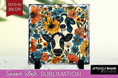 Floral Animals Slate PNG - Farm Animals Square Slate Product Image 1