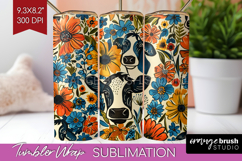 Floral Animals Tumbler Wrap - Farm Animals Tumbler PNG Product Image 1