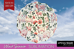 Floral Animals Wind Spinner Sublimation PNG - Farm Animals Product Image 1