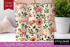 Floral Animals Tumbler Wrap - Farm Animals Tumbler PNG Product Image 1