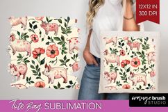 Floral Animals Tote Bag - Farm Animals Tote Bag PNG Product Image 1