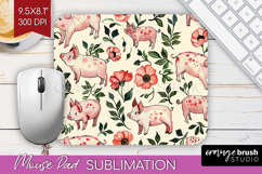 Floral Animals Mouse Pad Sublimation - Farm Animals Mousepad Product Image 1