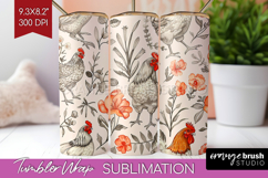 Floral Animals Tumbler Wrap - Farm Animals Tumbler PNG Product Image 1