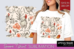 Floral Animals Square Tshirt Background - Farm Animals PNG Product Image 1
