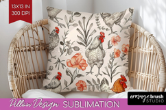 Floral Animals Pillow Sublimation - Farm Animals Pillow PNG Product Image 1