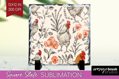 Floral Animals Slate PNG - Farm Animals Square Slate Product Image 1
