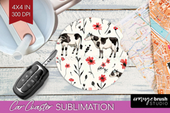 Floral Animals Car Coaster - Farm Animals Coaster PNG Product Image 1