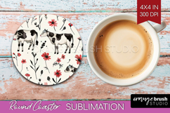 Floral Animals Round Coaster - Farm Animals Coaster PNG Product Image 1