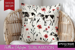 Floral Animals Pillow Sublimation - Farm Animals Pillow PNG Product Image 1