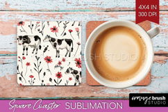Floral Animals Square Coaster - Farm Animals Coaster PNG Product Image 1