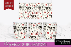 Floral Animals Mug Wrap - Farm Animals Mug PNG Sublimation Product Image 1