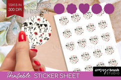 Floral Animals Round Sticker - Farm Animals Printable Sheet Product Image 1