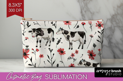 Floral Animals Cosmetic Bag - Farm Animals Makeup Bag PNG Product Image 1