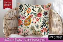 Floral Animals Pillow Sublimation - Farm Animals Pillow PNG Product Image 1
