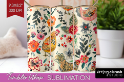 Floral Animals Tumbler Wrap - Farm Animals Tumbler PNG Product Image 1