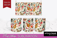 Floral Animals Mug Wrap - Farm Animals Mug PNG Sublimation Product Image 1