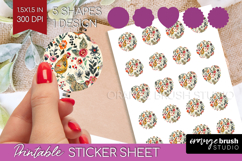 Floral Animals Round Sticker - Farm Animals Printable Sheet Product Image 1