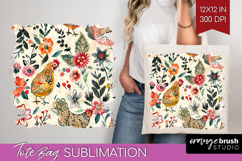 Floral Animals Tote Bag - Farm Animals Tote Bag PNG Product Image 1