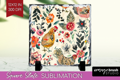 Floral Animals Slate PNG - Farm Animals Square Slate Product Image 1