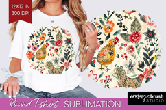 Floral Animals Round Tshirt Background - Farm Animals PNG Product Image 1