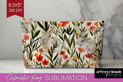 Floral Animals Cosmetic Bag - Farm Animals Makeup Bag PNG Product Image 1