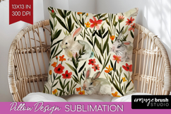 Floral Animals Pillow Sublimation - Farm Animals Pillow PNG Product Image 1