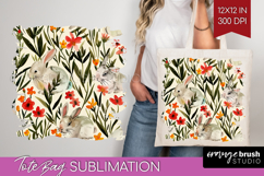 Floral Animals Tote Bag - Farm Animals Tote Bag PNG Product Image 1