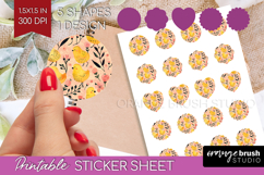 Floral Animals Round Sticker - Farm Animals Printable Sheet Product Image 1