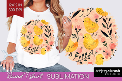 Floral Animals Round Tshirt Background - Farm Animals PNG Product Image 1