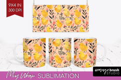 Floral Animals Mug Wrap - Farm Animals Mug PNG Sublimation Product Image 1