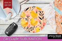 Floral Animals Car Coaster - Farm Animals Coaster PNG Product Image 1