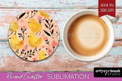 Floral Animals Round Coaster - Farm Animals Coaster PNG Product Image 1