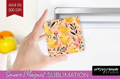 Floral Animals Magnet Sublimation - Farm Animals Square PNG Product Image 1