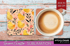 Floral Animals Square Coaster - Farm Animals Coaster PNG Product Image 1