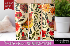 Floral Animals Tumbler Wrap - Farm Animals Tumbler PNG Product Image 1
