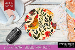 Floral Animals Car Coaster - Farm Animals Coaster PNG Product Image 1