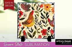 Floral Animals Slate PNG - Farm Animals Square Slate Product Image 1